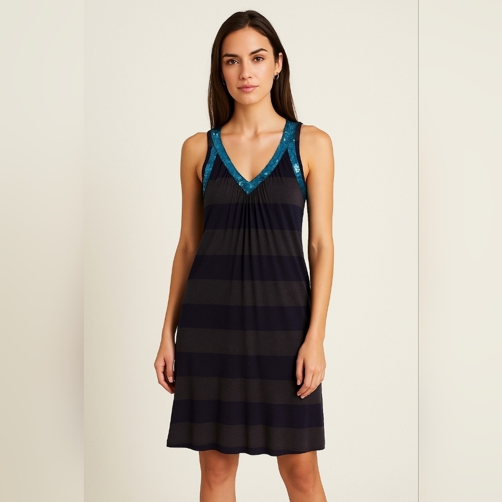 French Connection NWT Striped Sleeveless Sequined Dress